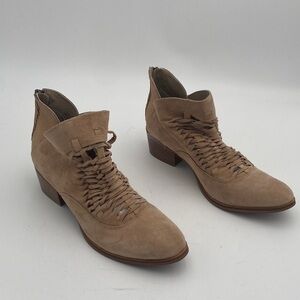 Coldwater creek Tan Leather Ankle Boots women 8M Suede casual office Festival